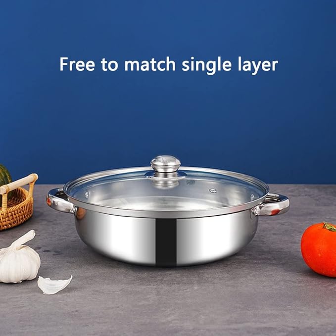 Steamer Pot for Cooking 11 inch, Steamer Pots 3-tier Multipurpose Stainless Steel Steam Pot Cookware with Handle for Vegetable