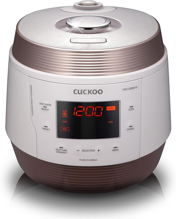 CUCKOO Electric Pressure Cooker 5QT, Versatile Slow Cooker with 10 Menu Options, High Pressure Food Steamer for Cooking, Instant Multicooker with Stainless Steel Non-Stick Inner Pot (CMC-QSB501S)