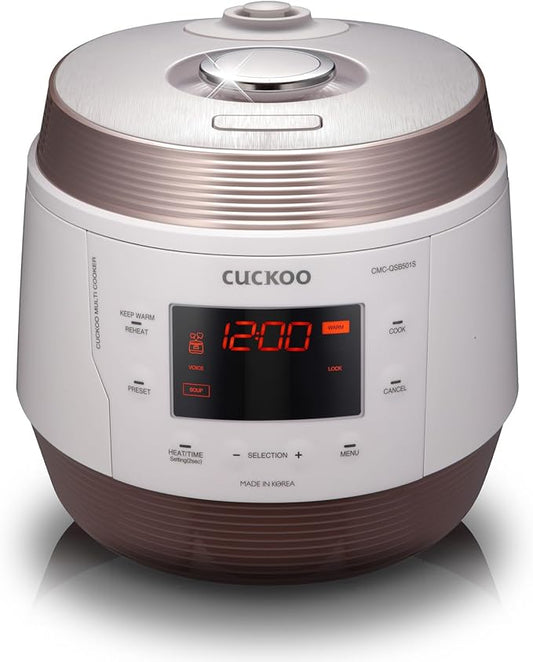 CUCKOO Electric Pressure Cooker 5QT, Versatile Slow Cooker with 10 Menu Options, High Pressure Food Steamer for Cooking, Instant Multicooker with Stainless Steel Non-Stick Inner Pot (CMC-QSB501S)