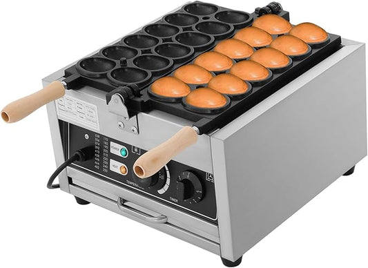 Commercial Waffle Making Machine, 110V Electric Egg-Shaped Waffle Making Machine, Stainless Steel Waffle Baking Machine, Temperature & Time Adjustable