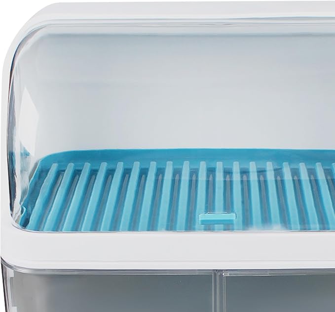 2 Tier Dish Drying Rack, Kitchen Organizer Storage Cup Holder W/Lid Cover, Organizer Storage Cup Holder, Kitchen DishRack Drain Bowl CupPlate Dish Drying Drainer