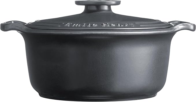 Emile Henry Made in France SUBLIME Ceramic 4 qt. Round Dutch Oven, Graphite