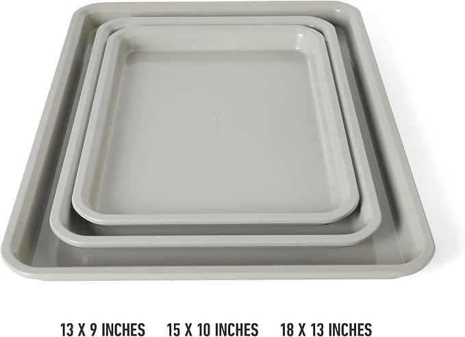 Calphalon Legacy 3 Piece 18 ", 15" and 13" PFA Free Nonstick Cookie Sheet - Taupe
