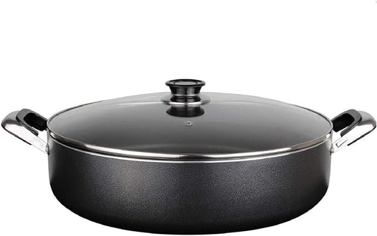 Alpine Cuisine 12 Quart Non-stick Stock Pot with Tempered Glass Lid and Carrying Handles, Multi-Purpose Cookware Aluminum Dutch Oven for Braising, Boiling, Stewing
