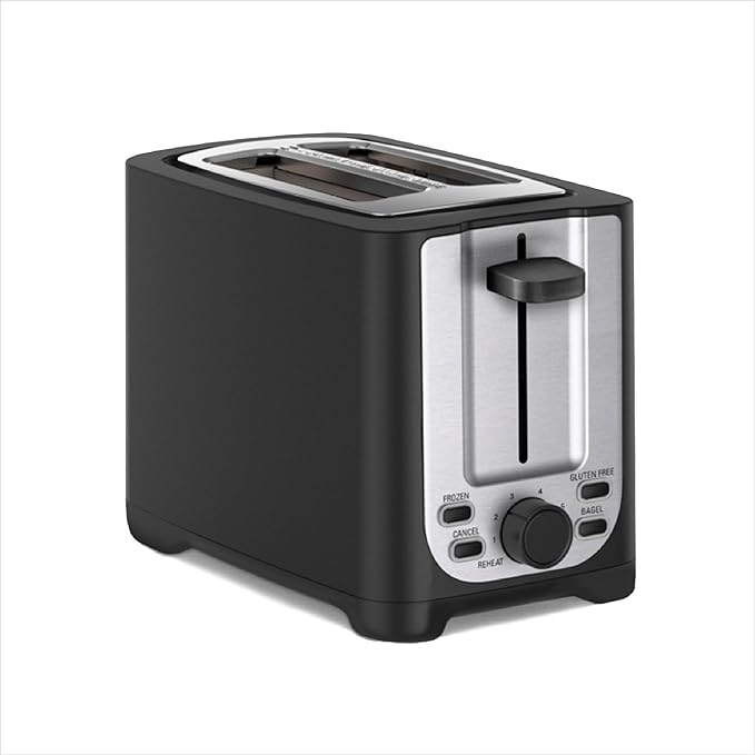 bella 2 Slice Toaster with Auto Shut Off, Extra Wide Slots & Removable Crumb Tray and Cancel, Defrost & Reheat Function, Toast Bread, Bagel & Waffle, Black