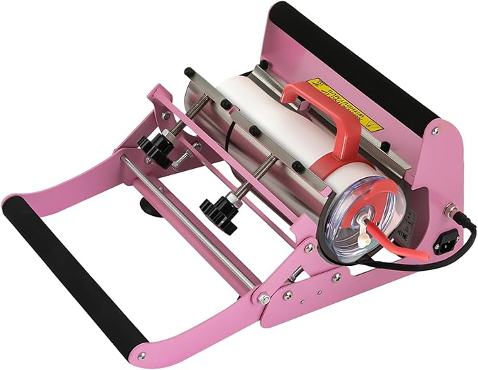 Tumbler Heat Press Machine, 110V 40Oz Mug Press Sublimation Machine with Temp and Time Adjustable - Double Cup Mats for Ceramic Mugs, Glass Cans Car Cups (Light Pink)