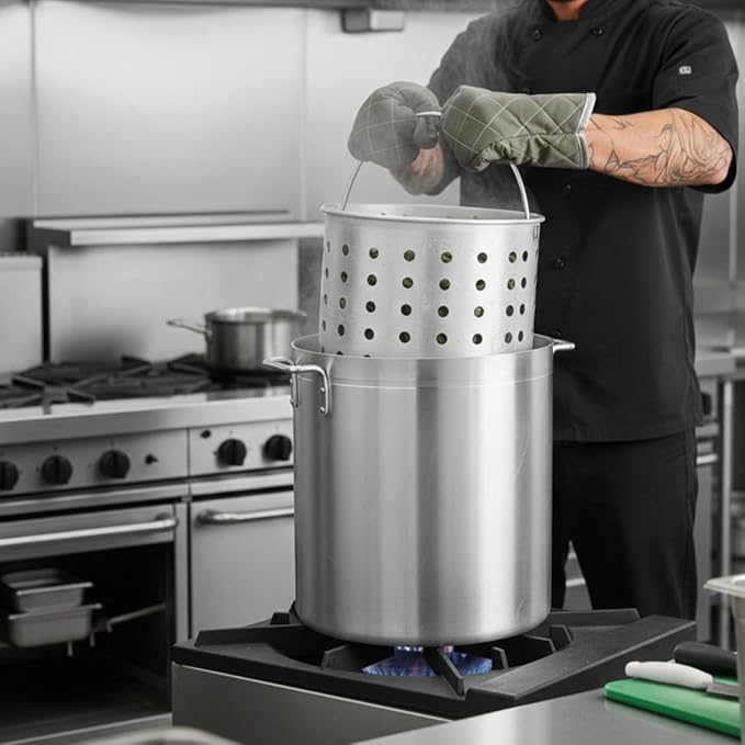 TrueCraftware- 40 qt. Steamer Basket Aluminum 13-3/8" x 11" fits 40 qt. Stock Pot- Steamer Cookware Steamer Basket Insert Steamer Basket Steamer Insert for Veggie Fish Seafood Cooking