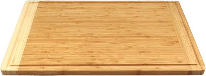 BambooMN Universal Premium Pull Out Cutting Boards - Under Counter Replacement - Designed To Fit Standard Slots - Heavy Duty Kitchen Board with Juice Groove - 20" x 14" x 0.75" - 2 Pieces