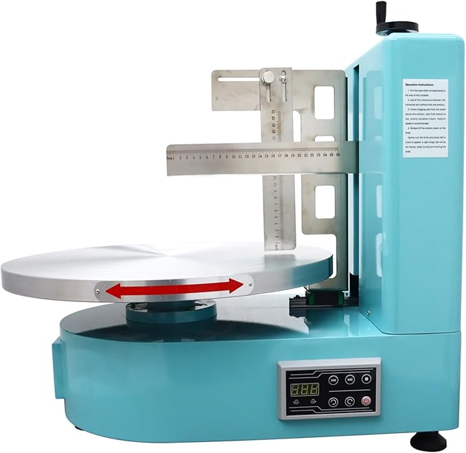 INTSUPERMAI Cake Cream Spreading Coating Smearing Machine Cake Decorating Machines Baking Tools Birthday Cake Cream Spreading Machine 110V Suitable for 4-16 inch Cake Green Color Triangle Bottom