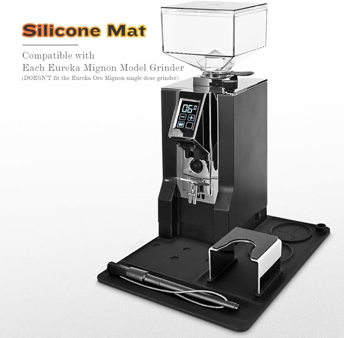 Espresso Tamping Mat Compatible-for Eureka-Mignon - CAFEMASY Espresso Tamping Station Coffee Grinder Base Mat Kit Silicone Tamper Mat for Countertops with Cleaning Brush Accessories Tools