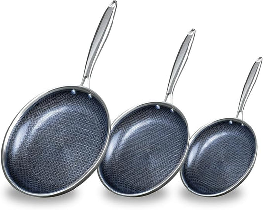THE COOK'S COMPANY Non-Stick Frying Pan Set - 8-Inch, 9.5-Inch, 11-Inch Skillets with Premium Nonstick Coating for Easy Cleanup and Versatile Cooking