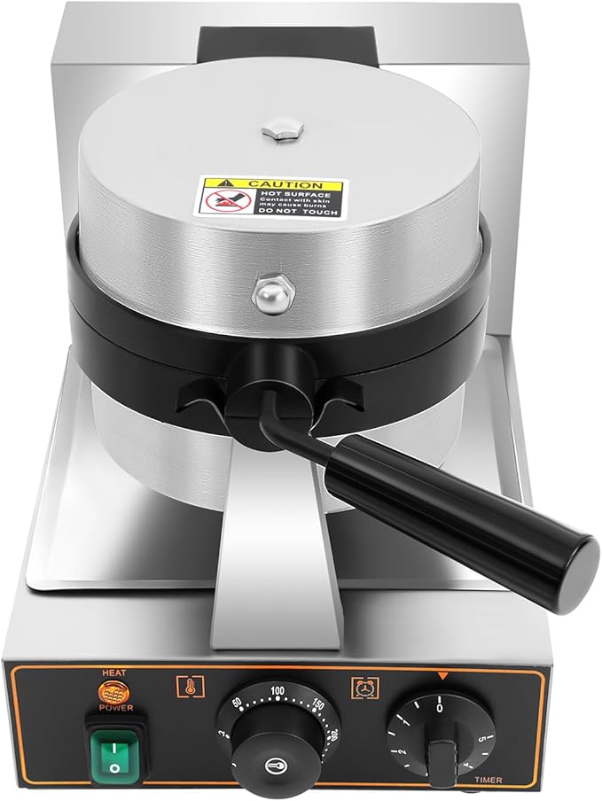 Electric Burger Machine, 1200W Non-Stick Ice Cream Burger Waffle Baking Machine, Panini Sandwich Press 180° Rotary Heating w/Time & Temp Control for Home Kitchen Restaurant Snack Dessert