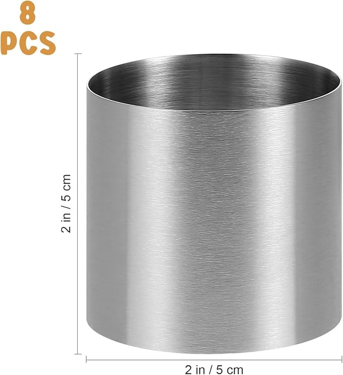 UPKOCH 16-Piece Stainless Steel Cake Ring Set - 2-Inch Mini Round Molds for Mousse, Sushi, Rice Balls, Non-Stick Baking Molds & Dessert Tools (Silver)
