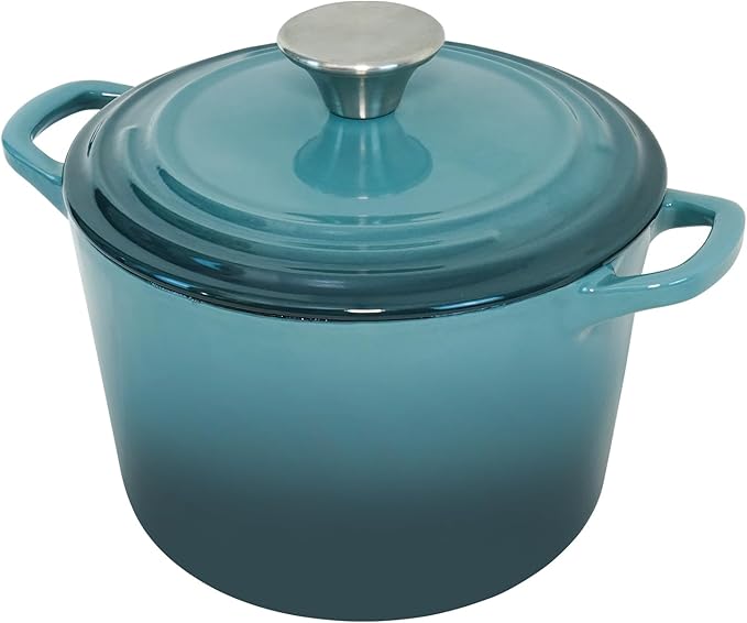 Dutch Oven Pot with Lid 2.8 qt Cast Iron Dutch Oven for Bread Baking Slateblue Enameled Cast Iron Rice Pot with Handels