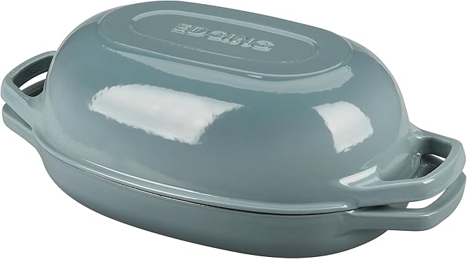 Enameled Cast Iron Oval Dutch Oven Pot with Lid, Dutch Oven for Sourdough Bread Baking, Bread Oven, Bread Dutch Oven, Oval Bread Pan, 5qt, Seasalt