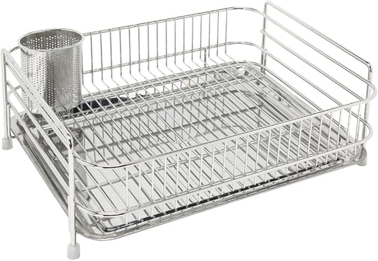 Solid Dish Rack (Stainless Steel, 5.7" H x 16.7" W x 13.9" D)