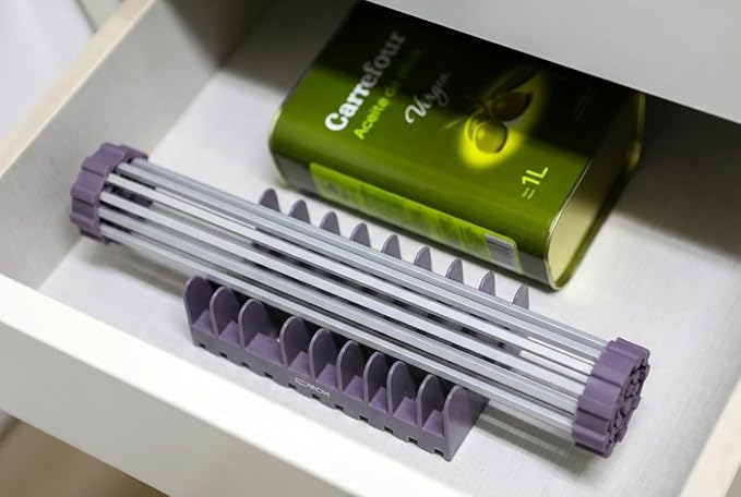 Roll Up Dish Drying Rack Over Sink, Square Aluminum Bar, Rust Resistant Anodized Frame, Removable Dish Holder, Space Saving for Small Kitchen & Apartment(Purple Gray, Small)