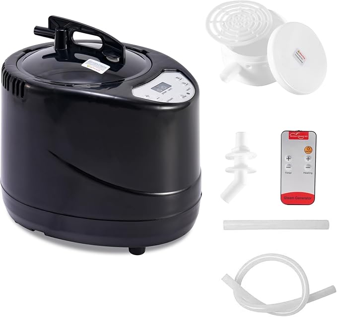 3L Sauna Steamer Machine for Home Sauna Tent, 1200W Fast Heating Steam Generator with Remote, Stainless Steel Pot Replacement for Personal Spa, Portable Body Detox (Black)