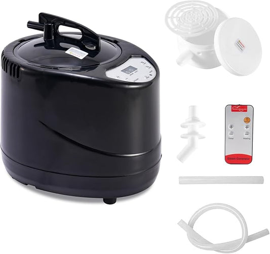 3L Sauna Steamer Machine for Home Sauna Tent, 1200W Fast Heating Steam Generator with Remote, Stainless Steel Pot Replacement for Personal Spa, Portable Body Detox (Black)