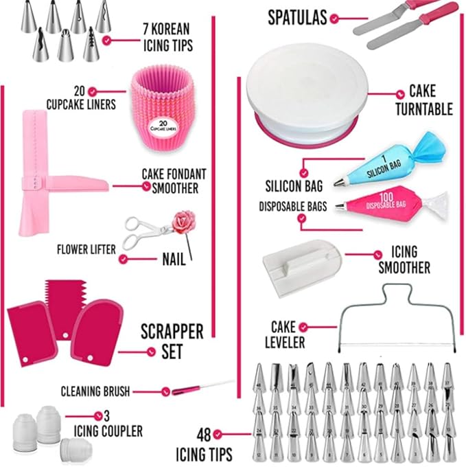 200-piece Cake Baking Tool Set Cake Rotary Table Spatula And Flower Mouth Set