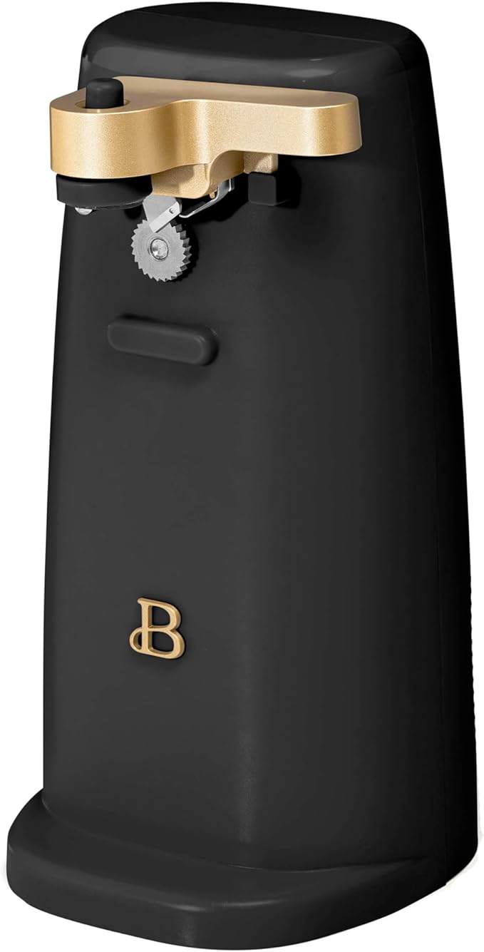 Electric Can Opener by Drew Barrymore, Stainless Steel Blade, Auto-Turn Feature (Black Sesame), 1