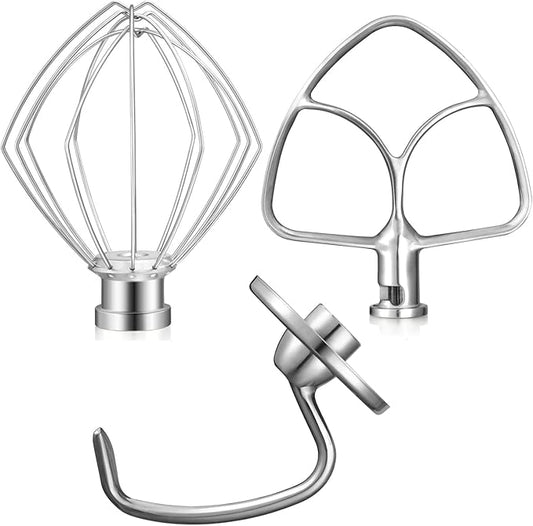 Gdrtwwh Wire Whip Dough Hook Flat Blade for KitchenAid 4.5-5 Qt. Tilt-Head Stand Mixers Accessory, Dishwasher Safe