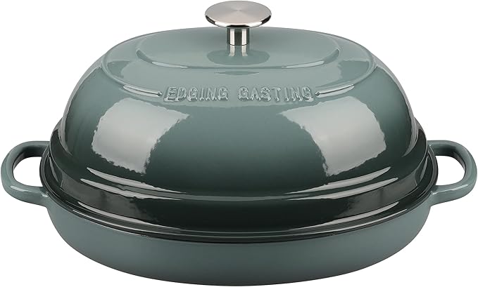 Enameled Oval Cast Iron Dutch Oven Pot with Lid, Bread Dutch Oven for Sourdough Bread Baking, Dutch Oven Bread, Bread Oven, 6QT, Slateblue