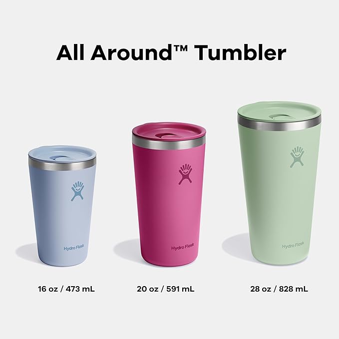 Hydro Flask All Around Tumbler Press-in Lid, Insulated Travel Mug, Stainless Steel Coffee Cup 20 Oz Beachplum Purple