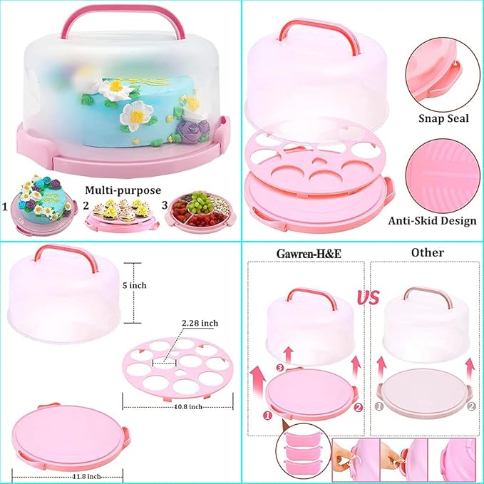 Gawren-H&E 678pcs Cake Decorating Kit,Baking Supplies with Decorating Tools,Cake Carrier,Cake Turntable,Piping Bags and 74 Tips,Springform Pans,Cake Decoratng Supplies Kit for Beginners/Professional