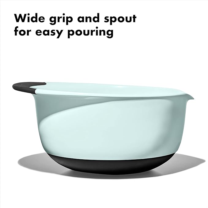 OXO Good Grips 3-Piece Plastic Mixing Bowl Set - Cadet Blue,Tower Gray,Jade,Small,Medium,Large,(Pack of 4)