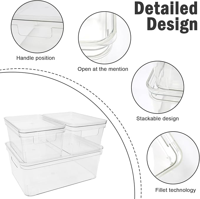 Baking Supplies Storage Containers 3Pc,Baking Kits with Handles&Lid for Adult,Stackable Bakeware Organizer Storage Bins,BPA Free Baking Accessories,Kitchen,Pantry Storage and Organization Box