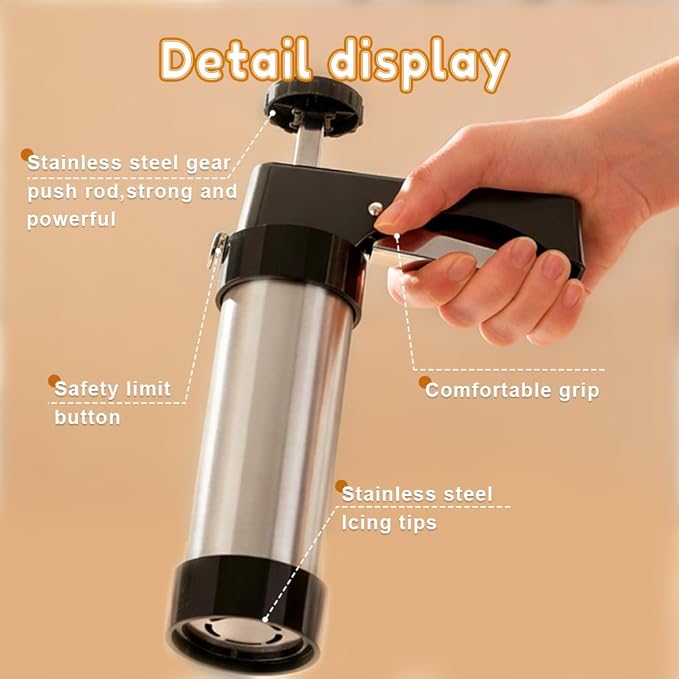 Stainless Steel Cookies Press, 2026 Upgraded Spritz Cookie Press Gun Kit for Baking, Electric Cookie Press with 13 Discs 8 Piping Tips for Churros Cake Decorating (Red)