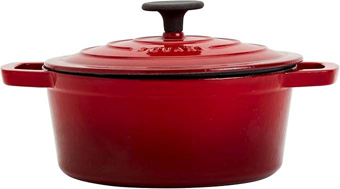 Smith & Clark 3-Quart Enameled Cast Iron Dutch Oven Pot with Lid, Red