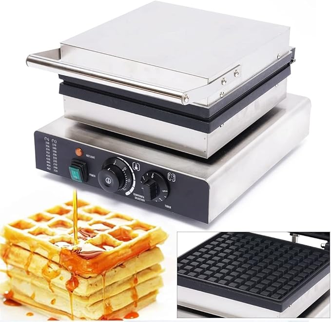 110V Commercial Electric Waffle Maker Non-Stick Waffle Baking Machine, Non-Stick Commercial Electric Waffle Maker, Electric Indoor Waffle Maker with Non-Stick Pan, Temperature Controlled Bread Toaster