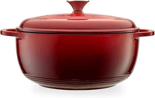 Mercer Culinary Enameled Cast Iron Round Dutch Oven, 6 qt., Red