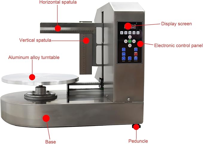 INTSUPERMAI Fully Automatic Cake Cream Spreading Coating Smearing Machine Stainless Steel Cake Decorating Machines Baking Tools Birthday Cake Cream Spreading Machine Suitable for 4-12inch Cake 110V