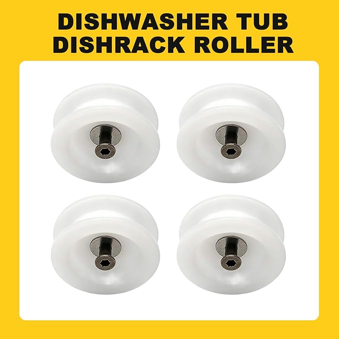 5304507405 Dishwasher Tub Dishrack Roller Fit for Frigidaire Kenmore Replace 154333903 154333902 5300809917 154333901 154213401 154080001, Dishwasher Top Rack Rollers 4 Pcs
