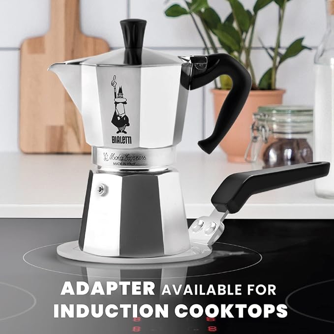 Bialetti - Moka Espress: Iconic Stovetop Espresso Maker, Makes Real Italian Coffee, Moka Pot 6 Cups (6 Oz), Aluminium, Silver