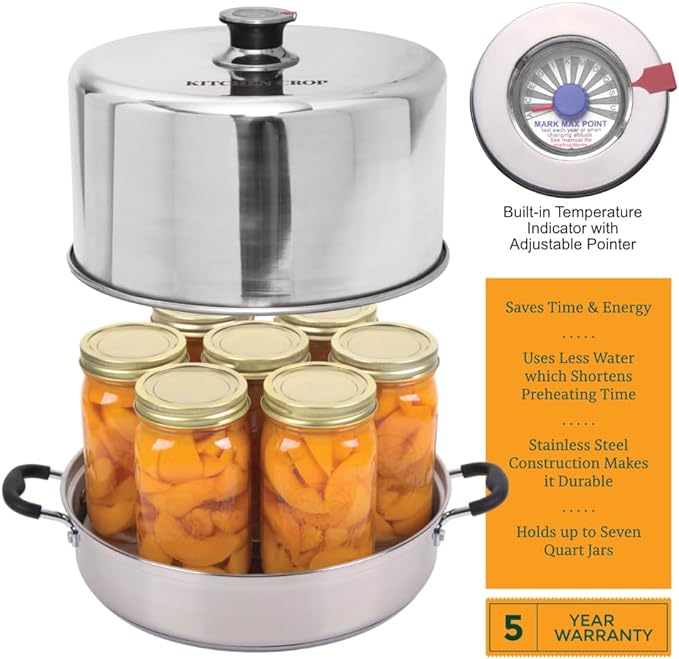 Kitchen Crop Steam Canner with Temperature Indicator (Stainless Steel Steam Canner + Tools)