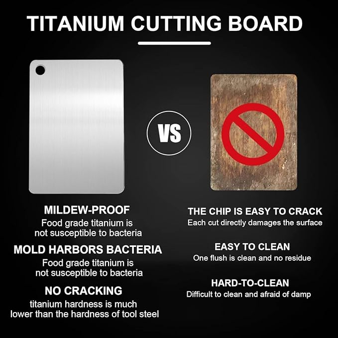 Tavano Titanium Cutting Board,Katuchef Titanium Cutting Board,Titanium Cutting Boards for Kitchen,Non toxic Doubld-Side Durable Chopping Boards, Easy to Clean and Store(2PCS-M+L)