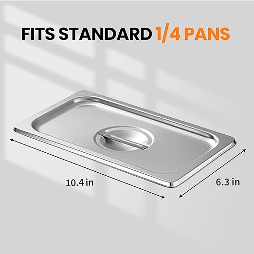 Aplancee Hotel Pan Lids 6 Pack– Fits 1/4 Size Stainless Steel Steam Table Pans, Anti-Jam Food Pan Cover for Catering, Buffet Use, Kitchen Prep, Dishwasher Safe