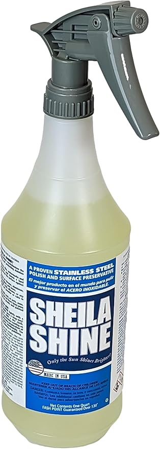 Sheila Shine 1 Quart Stainless Steel Cleaner and Polish – Cleans, Polishes & Protects Kitchen Appliances, Refrigerators, Sinks, Ovens & Grills – Stainless Steel Cleaner Spray Bottle