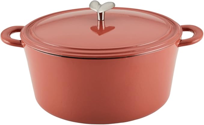 Ayesha Curry Kitchenware Enameled Cast Iron Dutch Oven/Casserole Pot with Lid, 6 Quart, Redwood Red