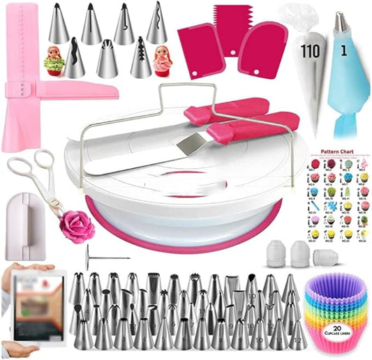 200-piece Cake Baking Tool Set Cake Rotary Table Spatula And Flower Mouth Set