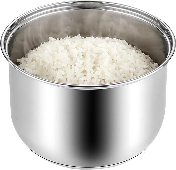 Rice Cooker Replacement Pot, Compatible with Aroma ARC-150SB & ARC-5200SB, Stainless Steel Non-Stick Inner Pot, Durable Design, Even Heating for Perfect Rice