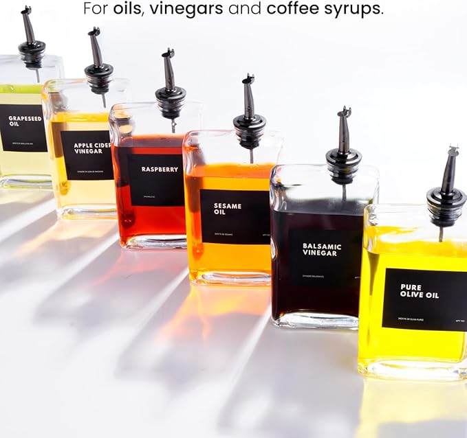 APT 1101 Olive Oil Dispenser for Kitchen, Cooking Oil and Vinegar Set, Olive Oil Bottle, Soy sauce, coffee syrup bottles - 4 pcs, Black