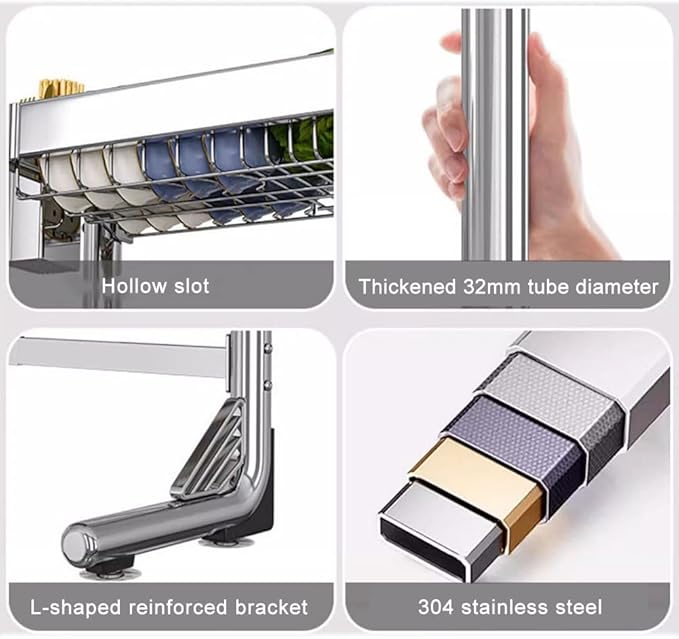 Adjustable Dish Drying Rack Over Sink (21-33"") 3 Tier, Large Capacity Kitchen Counter Dish Drying Rack Stainless Steel Drainer for Kitchen Storage Organization, White
