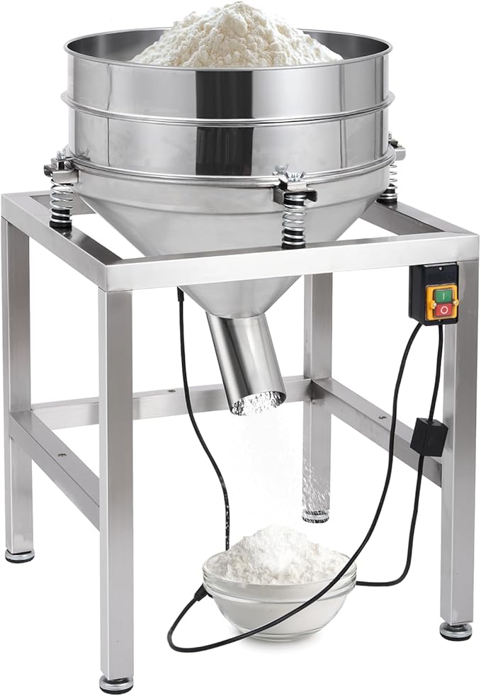 Automatic Powder Sifter Machine, 110V Electric Flour Sieve Shaker with 40 Mesh & 100 Mesh Stainless Steel Screens, High-Speed Sifting Machine for Baking, Food