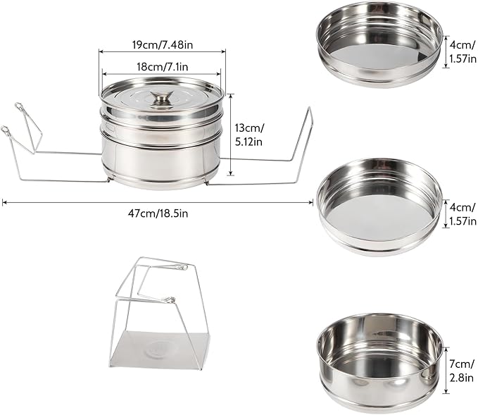 Stackable Stainless Steel Insert Pans, 6Qt Instant Pots Accessories 3 Tier Steamer Cooker Pot Set Cook Food Pressure Pot Accessories