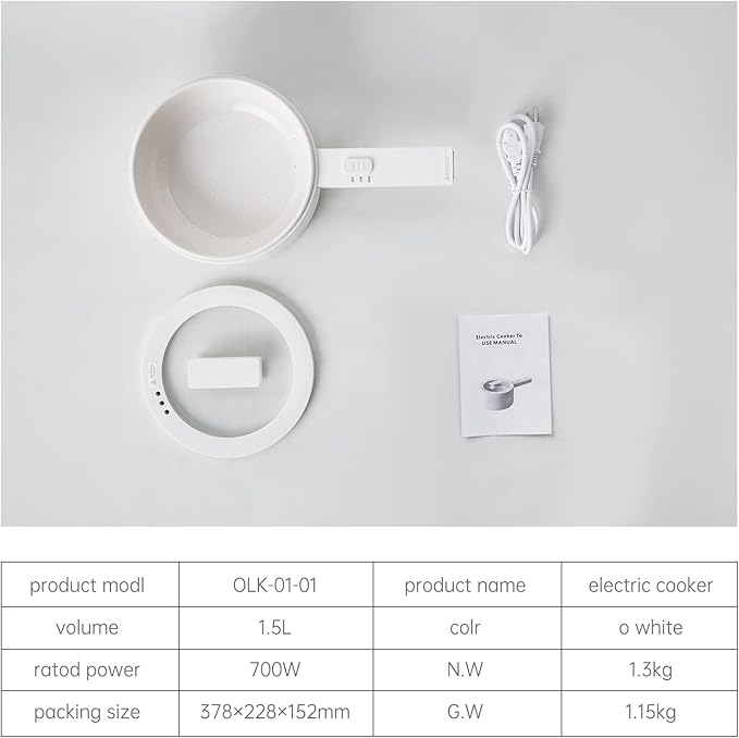 olakys. Electric Hot Pot,1.5L Mini Hot Pot, Ceramic Glaze Non-stick Portable Pot, Electric Pot for for Steak, Egg, Fried Rice, Oatmeal, Soup,Ramen with Dual Power Control, Electric Pot for Dorm